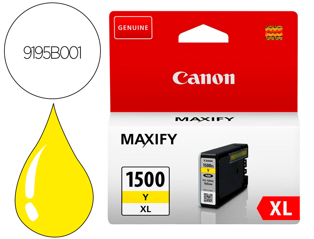 INK-JET CANON PGI-1500XL MB2050 / MB2150 / MB2155 / MB2350 / MB2750 / MB2755 AMARILLO