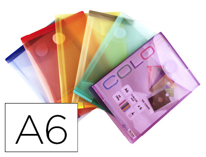 CARPETA DJOIS DOSSIER BROCHE DIN A6 VERTICAL POLIPROPILENO 200 MC VELCRO EXPOSITOR 60 UDS SURTIDAS