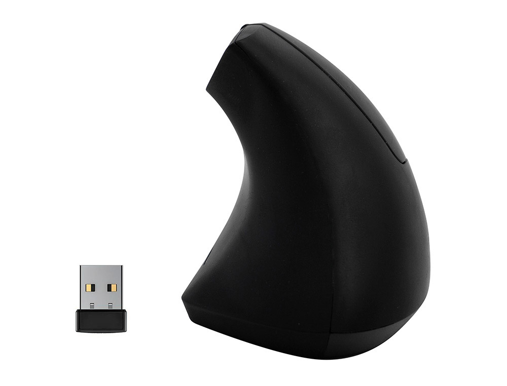 RATON Q-CONNECT OPTICO INALAMBRICO ERGONOMICO VERTICAL PILAS AAA NEGRO