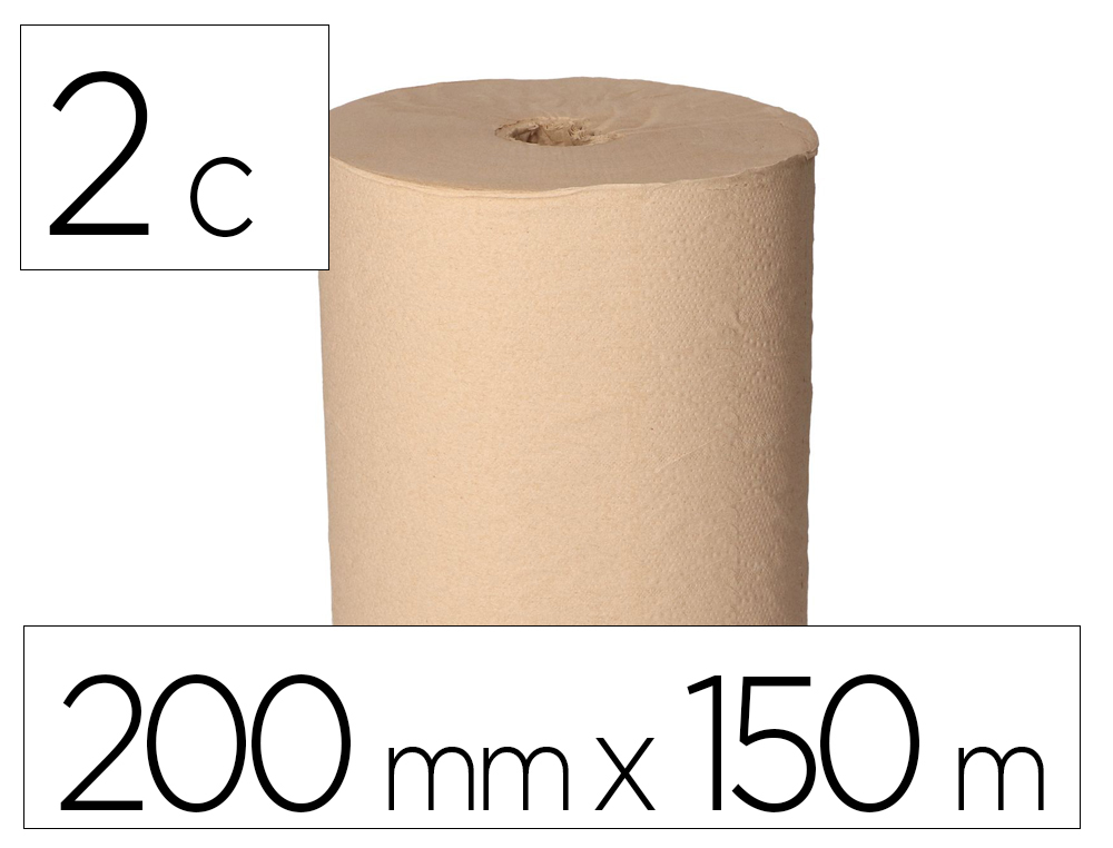 PAPEL SECAMANOS BUNZL GREENSOURCE NATURE 2 CAPAS CELULOSA RECICLADA KRAFT 200 MM X 150 MT PAQUETE DE 6