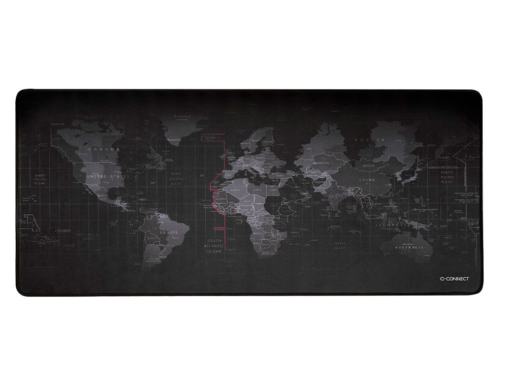 ALFOMBRILLA PARA RATON Q-CONNECT XXL NEGRA CON DISEÑO MAPA DEL MUNDO 900X400 MM