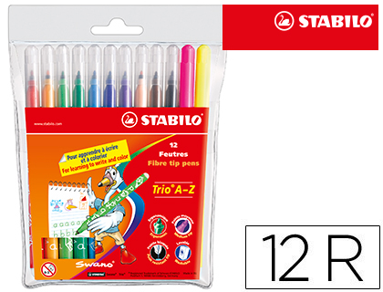 ROTULADOR STABILO TRIO A-Z BOLSA DE 12 UNIDADES COLORES SURTIDOS