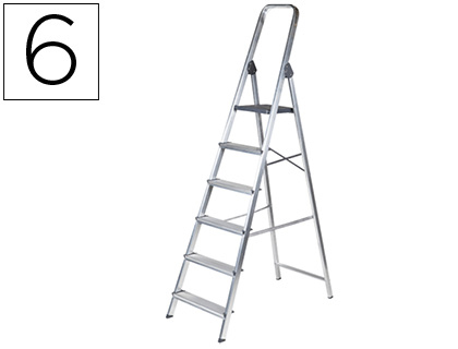 ESCALERA Q-CONNECT DE ALUMINIO 6PELDAOS 1203X510X1895 MM PESO MAXIMO 150 KG EN-131