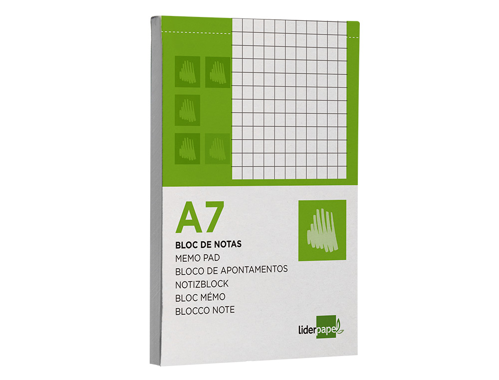 BLOC NOTAS LIDERPAPEL CUADRO 4MM A7 80 HOJAS 60G/M2 PERFORADO