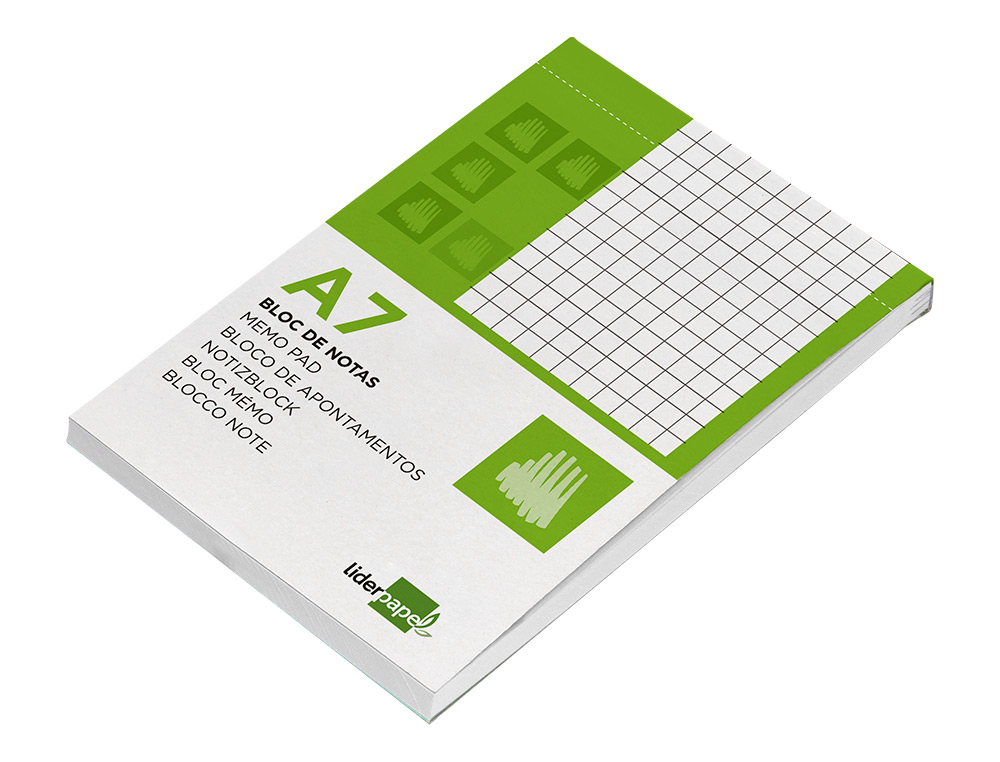 BLOC NOTAS LIDERPAPEL CUADRO 4MM A7 80 HOJAS 60G/M2 PERFORADO
