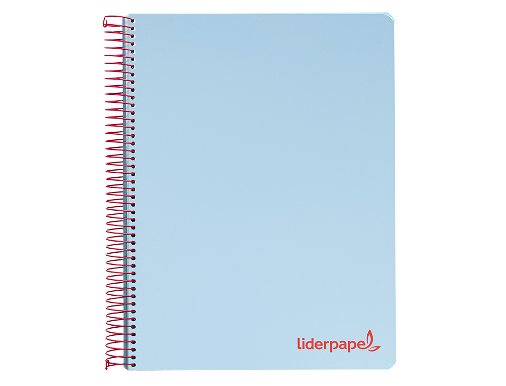 CUADERNO ESPIRAL LIDERPAPEL A5 MICRO WONDER TAPA PLASTICO 120H 90G CUADRO 5MM 5 BANDAS 6 TALADROS COLOR CELESTE