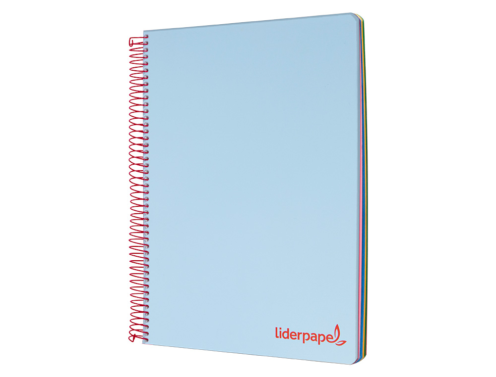 CUADERNO ESPIRAL LIDERPAPEL A5 MICRO WONDER TAPA PLASTICO 120H 90G CUADRO 5MM 5 BANDAS 6 TALADROS COLOR CELESTE