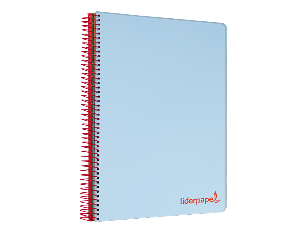 CUADERNO ESPIRAL LIDERPAPEL A5 MICRO WONDER TAPA PLASTICO 120H 90G CUADRO 5MM 5 BANDAS 6 TALADROS COLOR CELESTE