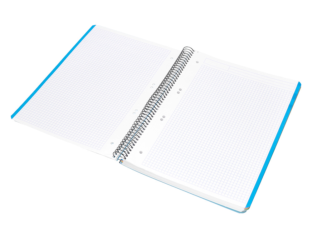 CUADERNO ESPIRAL LIDERPAPEL A5 MICRO WONDER TAPA PLASTICO 120H 90G CUADRO 5MM 5 BANDAS 6 TALADROS COLOR CELESTE