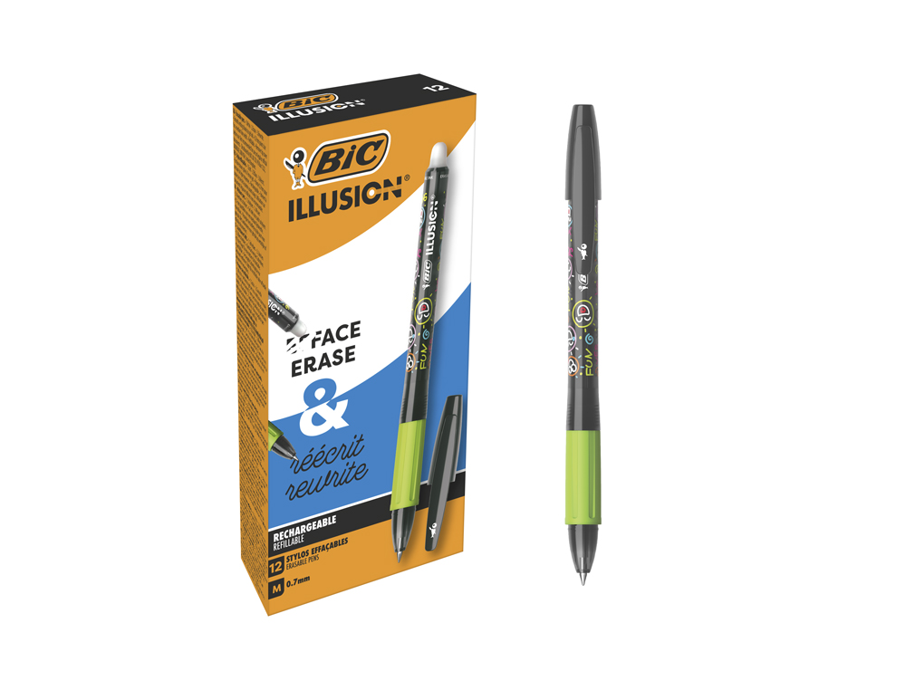 BOLIGRAFO BIC GELOCITY ILLUSION BORRABLE NEGRO PUNTA DE 0,7 MM