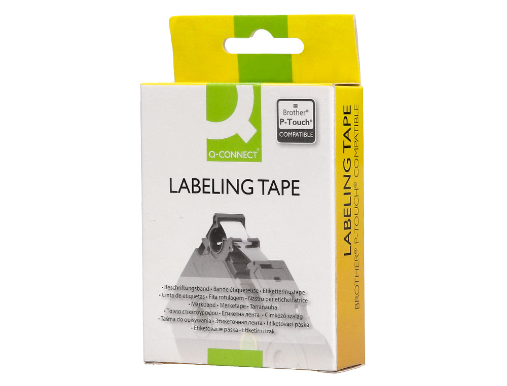 CINTA Q-CONNECT TZE-631 AMARILLO-NEGRO 12MM LONGITUD 8 MT
