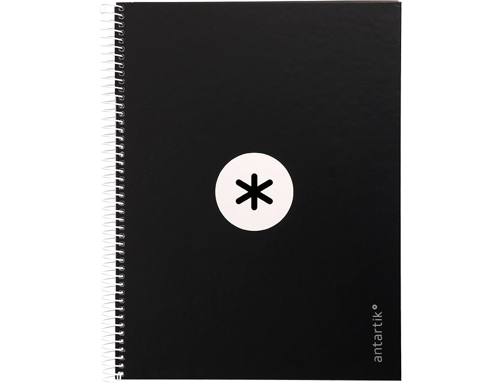 CUADERNO ESPIRAL A4 MICRO ANTARTIK TAPA FORRADA80H 90 GR HORIZONTAL 1 BANDA 4 TALADROS COLOR NEGRO