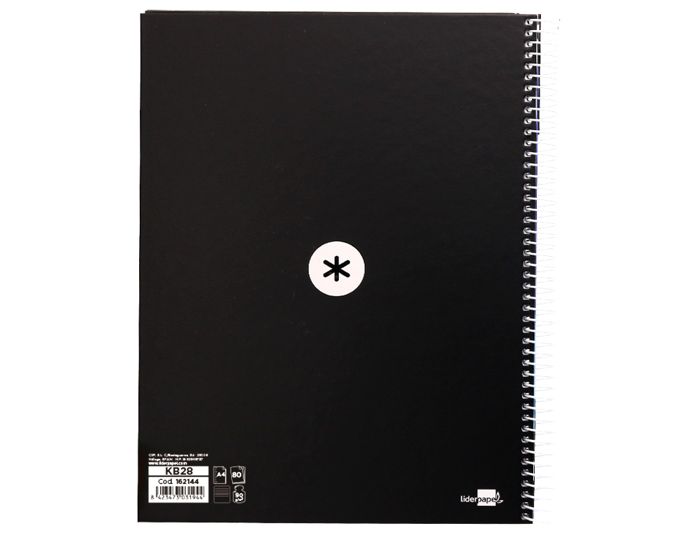CUADERNO ESPIRAL A4 MICRO ANTARTIK TAPA FORRADA80H 90 GR HORIZONTAL 1 BANDA 4 TALADROS COLOR NEGRO