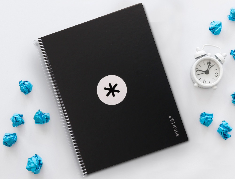 CUADERNO ESPIRAL A4 MICRO ANTARTIK TAPA FORRADA80H 90 GR HORIZONTAL 1 BANDA 4 TALADROS COLOR NEGRO