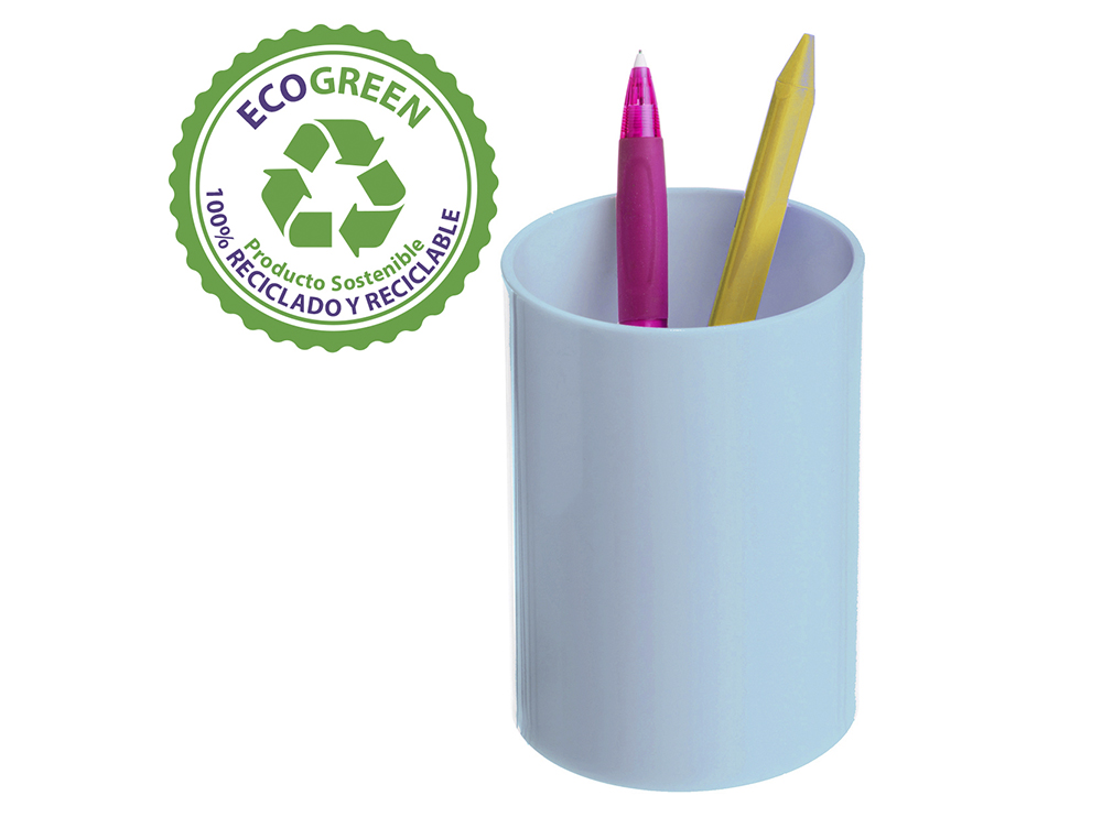 CUBILETE PORTALAPICES ARCHIVO 2000 AZUL PASTEL OPACO PLASTICO 100% RECICLADO DIAMETRO 75 MM ALTO 105 MM