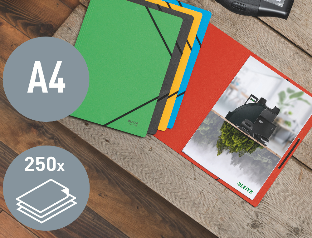 CARPETA LEITZ RECYCLE GOMAS DIN A4 CARTON RECICLABLE 100% AMARILLO