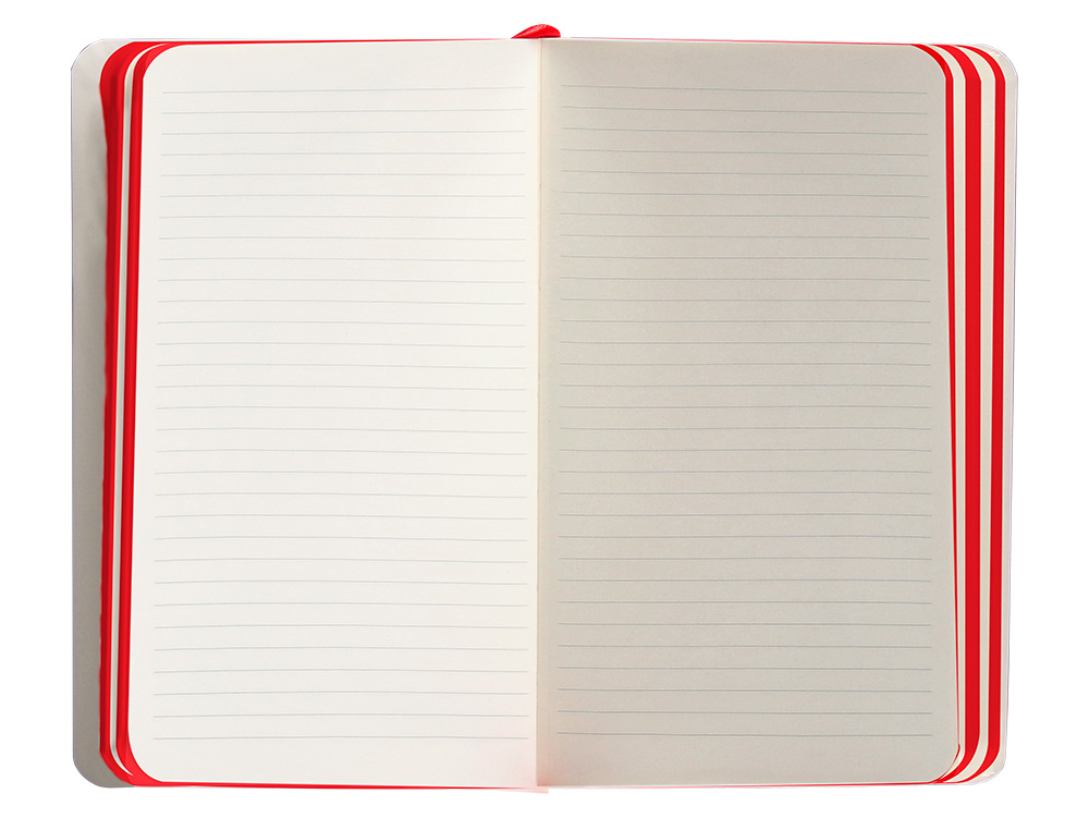 CUADERNO CON GOMILLA ANTARTIK NOTES TAPA BLANDA A6 RAYAS NEGRO Y ROJO 100 HOJAS 80 GR FSC