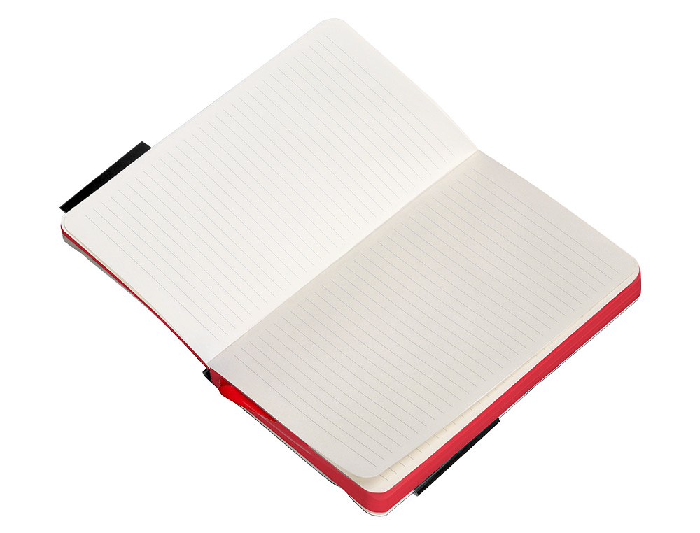 CUADERNO CON GOMILLA ANTARTIK NOTES TAPA BLANDA A6 RAYAS NEGRO Y ROJO 100 HOJAS 80 GR FSC