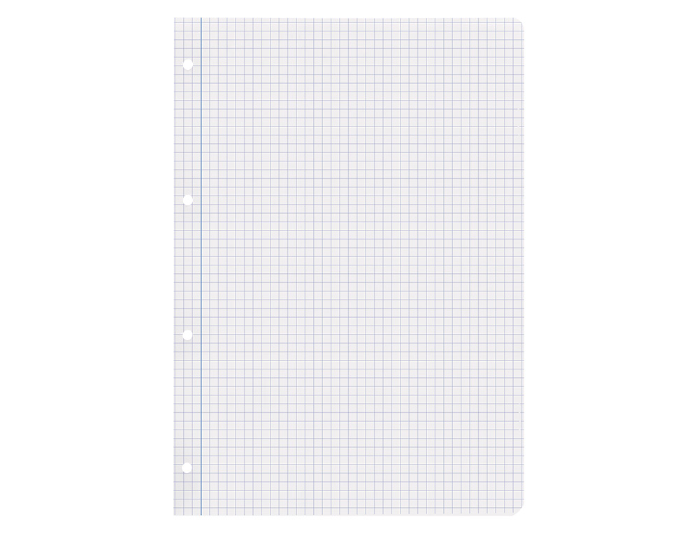 RECAMBIO LIDERPAPEL A4 100 HOJAS PAPEL RECICLADO 100% 80G/M2 CUADRO 4MM CON MARGEN 4 TALADROS