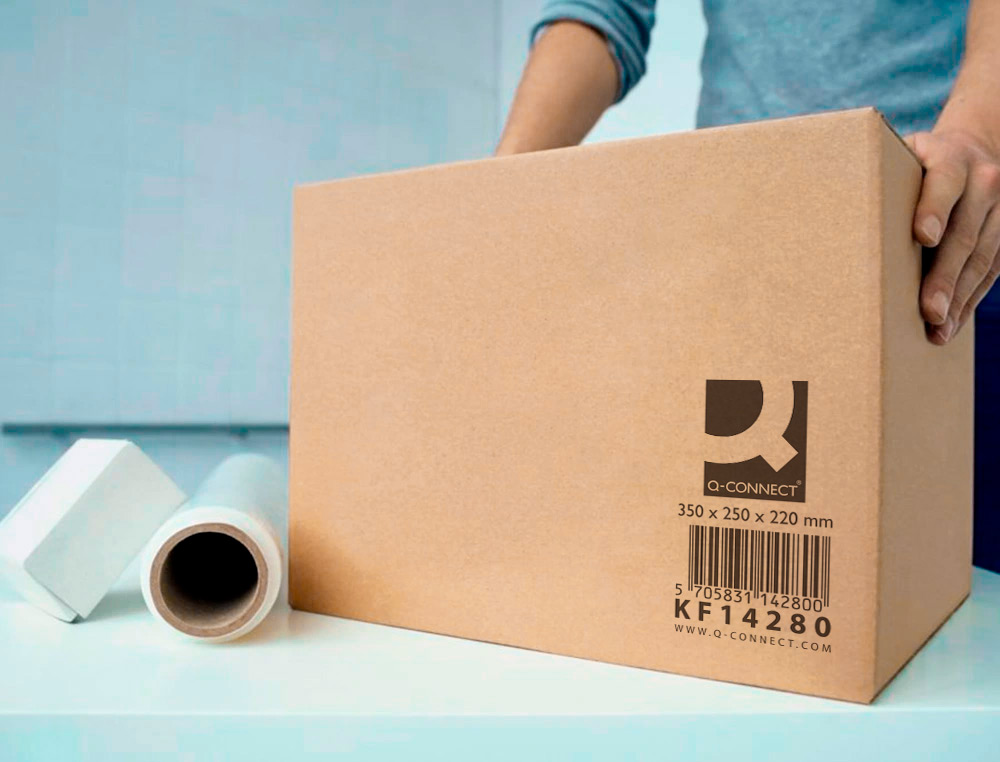 CAJA PARA EMBALAR Q-CONNECT AMERICANA CARTON RECICLADO CANAL SIMPLE 5 MM COLOR KRAFT 350X250X220 MM
