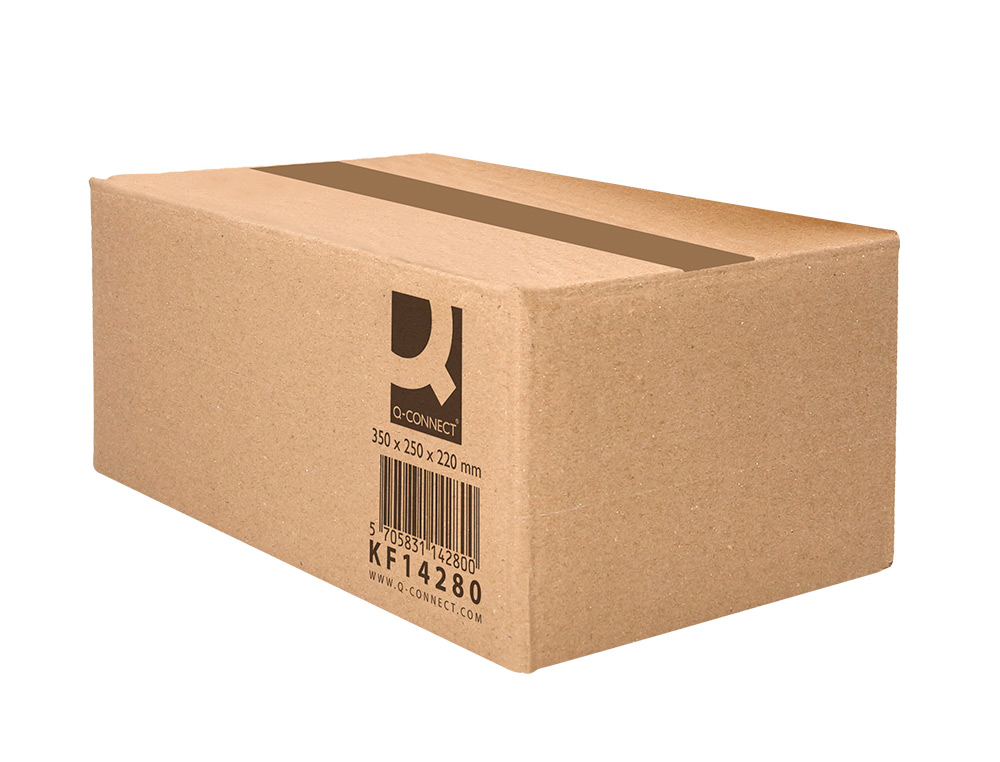 CAJA PARA EMBALAR Q-CONNECT AMERICANA CARTON RECICLADO CANAL SIMPLE 5 MM COLOR KRAFT 350X250X220 MM