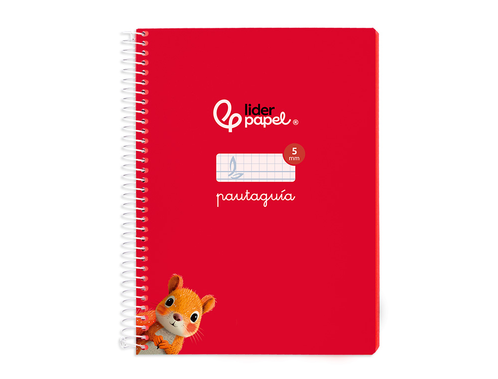 CUADERNO ESPIRAL LIDERPAPEL DIN A5 PAUTAGUIA TAPA BLANDA 40H 75 GR CUADRO PAUTADO 5MM COLOR ROJO