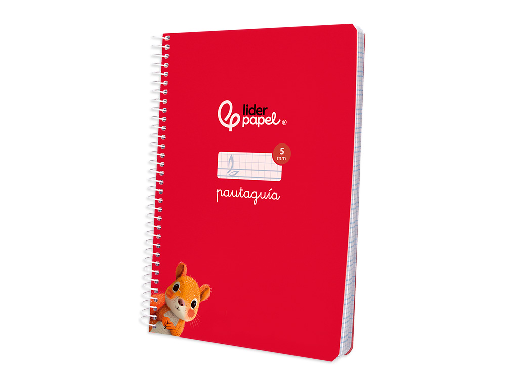 CUADERNO ESPIRAL LIDERPAPEL DIN A5 PAUTAGUIA TAPA BLANDA 40H 75 GR CUADRO PAUTADO 5MM COLOR ROJO