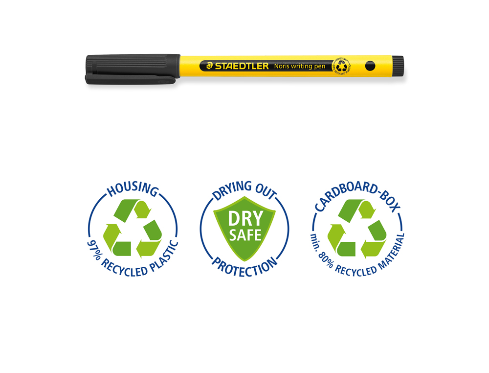 ROTULADOR STAEDTLER NORIS WRITING PEN 307 TINTA BASE DE AGUA PUNTA FINA TRAZO 0,6 MM NEGRO
