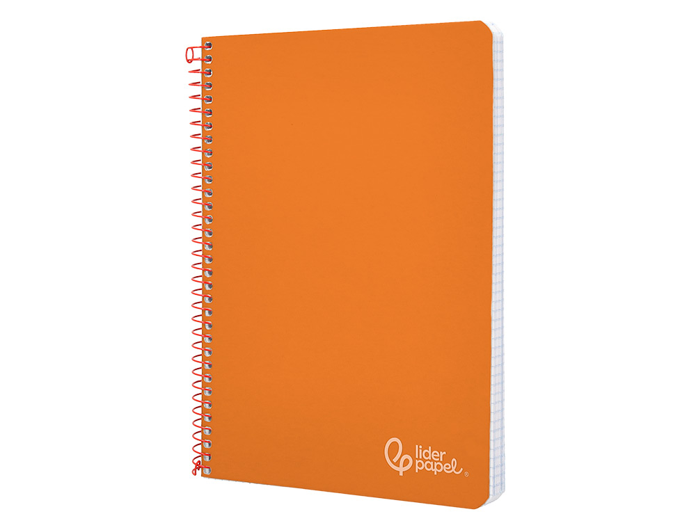 CUADERNO ESPIRAL LIDERPAPEL A4 WITTY TAPA DURA 80H 90GR CUADRO 4MM CON MARGEN COLOR NARANJA