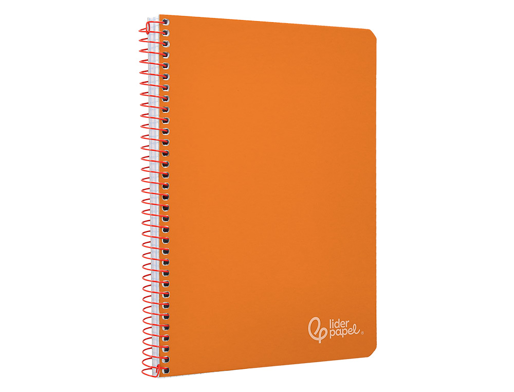 CUADERNO ESPIRAL LIDERPAPEL A4 WITTY TAPA DURA 80H 90GR CUADRO 4MM CON MARGEN COLOR NARANJA
