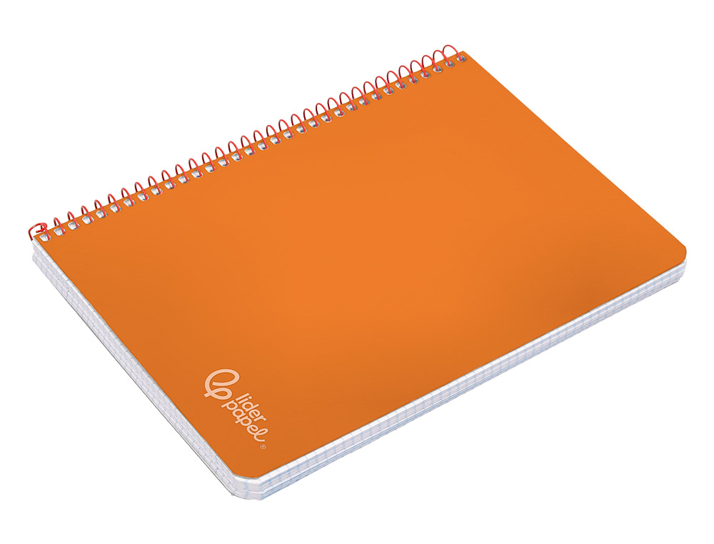 CUADERNO ESPIRAL LIDERPAPEL A4 WITTY TAPA DURA 80H 90GR CUADRO 4MM CON MARGEN COLOR NARANJA