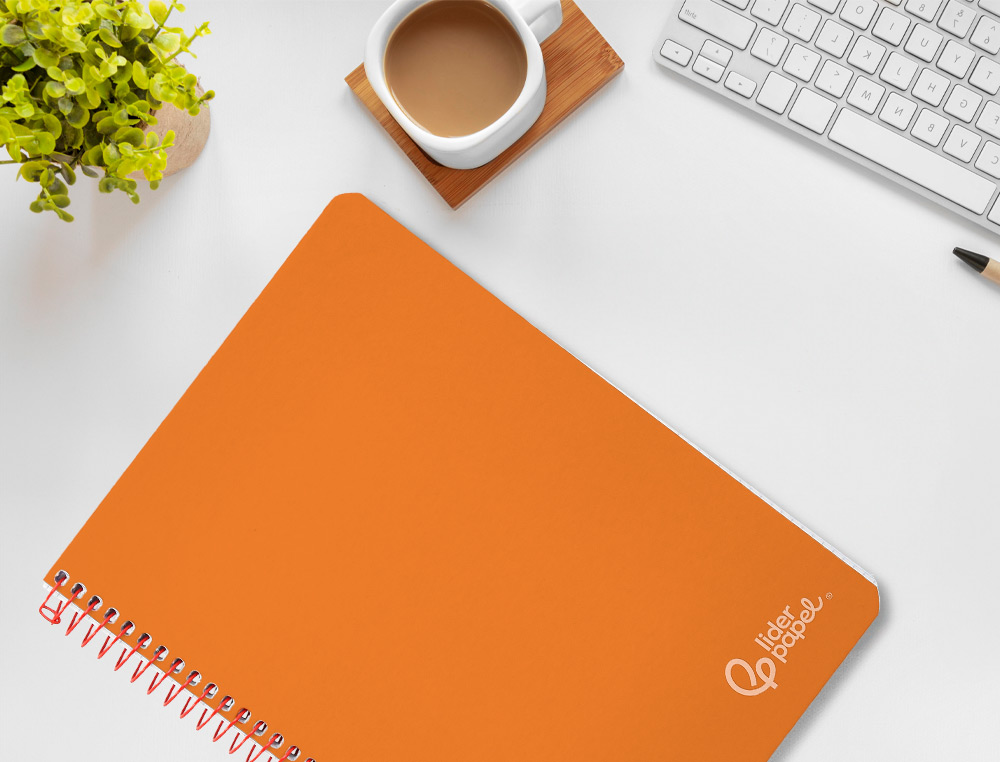 CUADERNO ESPIRAL LIDERPAPEL A4 WITTY TAPA DURA 80H 90GR CUADRO 4MM CON MARGEN COLOR NARANJA