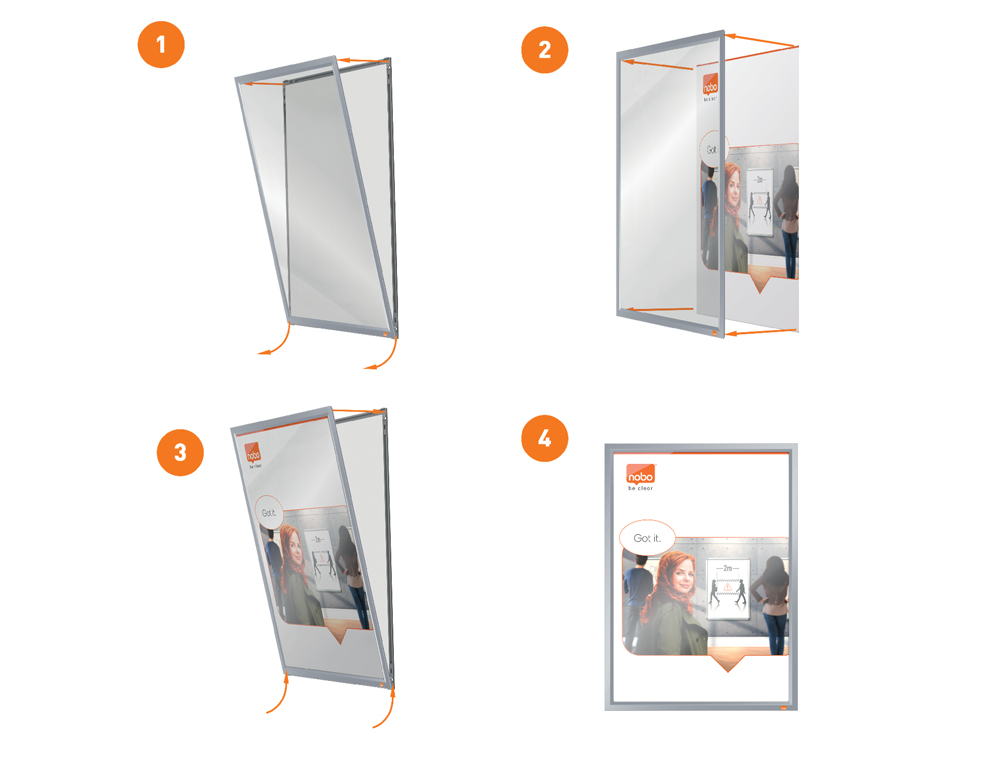 MARCO PORTA ANUNCIOS NOBO IMPRESSION PRO DIN A4 MARCO DE CLIP ALUMINIO 235X13X325 MM