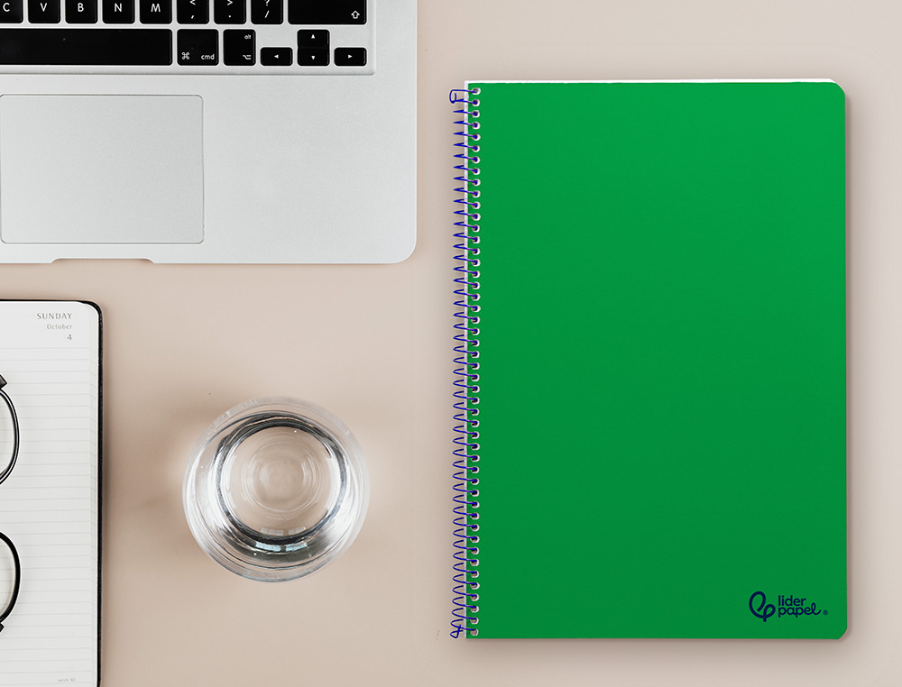 CUADERNO ESPIRAL LIDERPAPEL A4 SMART TAPA BLANDA 80H 75GR PAUTA 3,5MM CON MARGEN COLOR VERDE