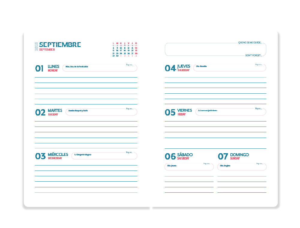 AGENDA ESCOLAR LIDERPAPEL 25-26 ESPIRAL PETITE CORAZONES SEMANA VISTA A5 BILINGÜE PAPEL FSC 80 GR