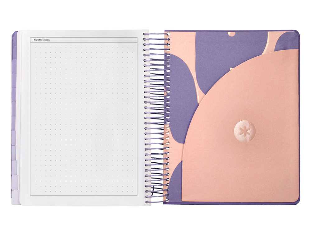 AGENDA ESCOLAR ANTARTIK 25-26 ESPIRAL PLANS MORADO DIA PAGINA A5 BILINGÜE PAPEL FSC 80 GR