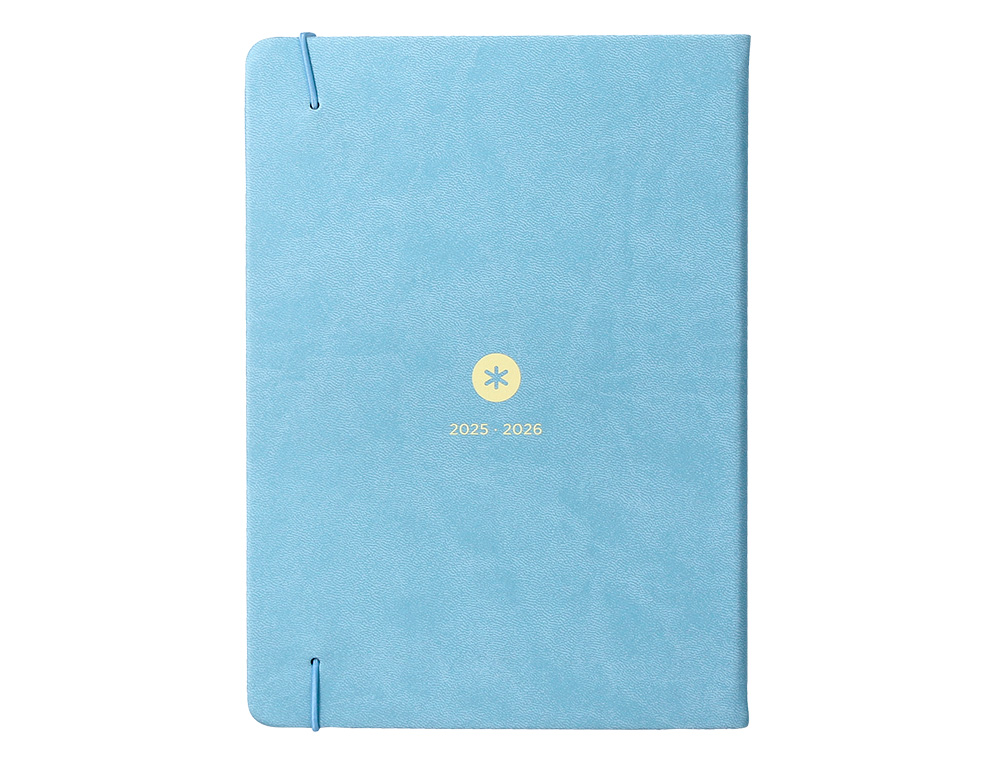 AGENDA ESCOLAR ANTARTIK 25-26 ENCUADERNADA GO! SIMIL PIEL AZUL SEMANA VISTA A5 BILINGÜE PAPEL FSC 80 GR
