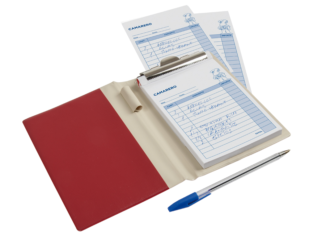 CARPETA LIDERPAPEL COMANDAS PLASTICO OCTAVO CON TALONARIO CAMARERO Y BOLIGRAFO