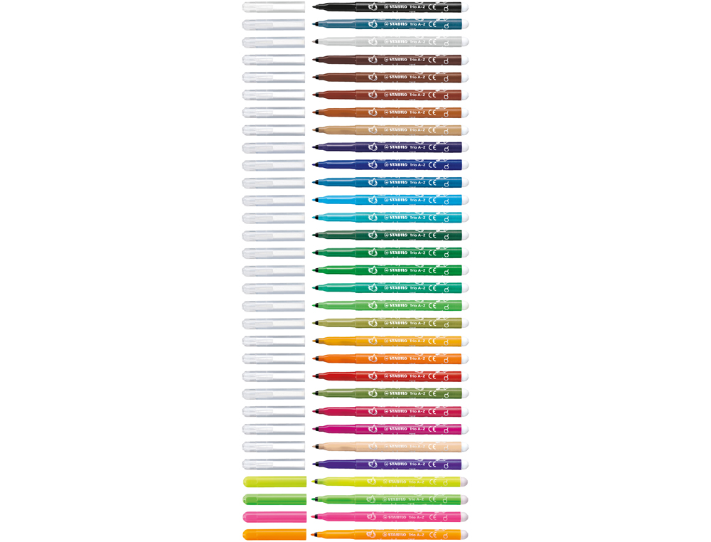 ROTULADOR STABILO TRIO A-Z BOLSA DE 12 UNIDADES COLORES SURTIDOS