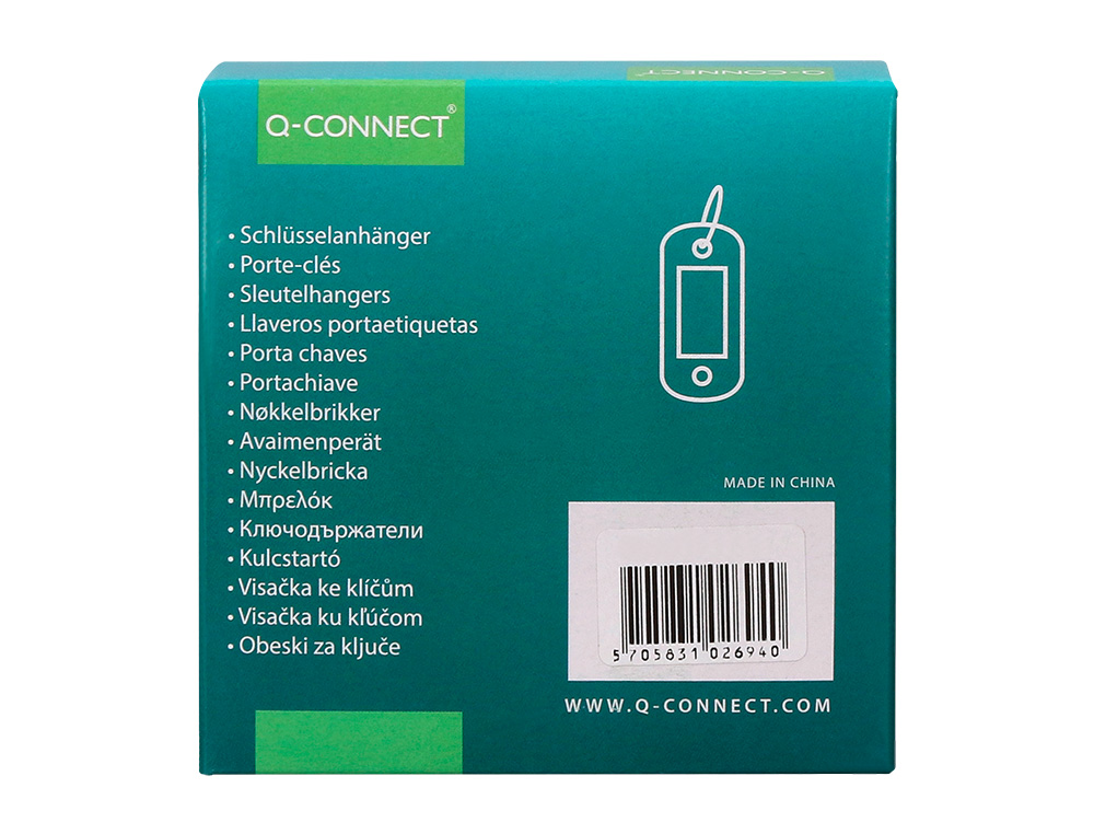 LLAVERO PORTAETIQUETAS Q-CONNECT COLOR VERDE EXPOSITOR DE 100 UNIDADES