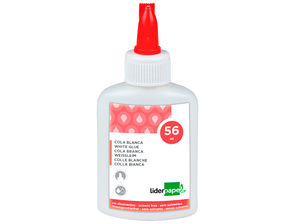 PEGAMENTO COLA BLANCA LAVABLE LIDERPAPEL BOTE DE 56 ML