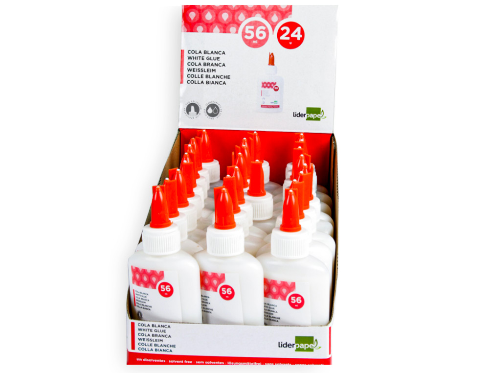 PEGAMENTO COLA BLANCA LAVABLE LIDERPAPEL BOTE DE 56 ML