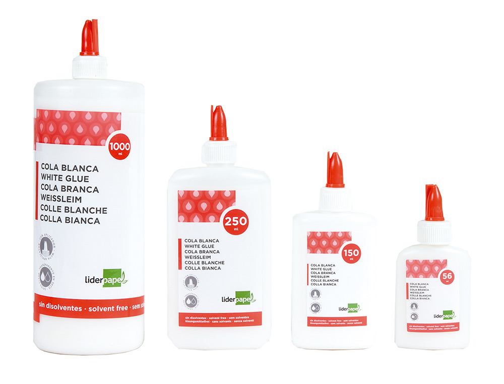 PEGAMENTO COLA BLANCA LAVABLE LIDERPAPEL BOTE DE 56 ML