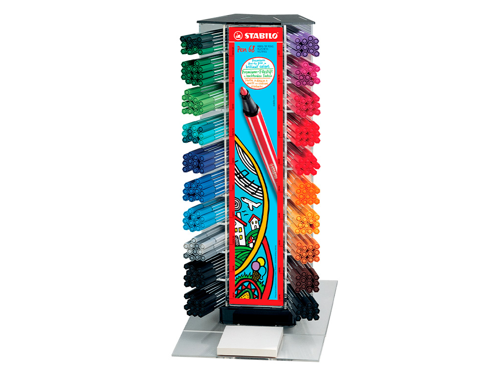 ROTULADOR STABILO ACUARELABLE PEN 68 COUNTER EXPOSITOR 240 UNIDADES COLORES SURTIDOS