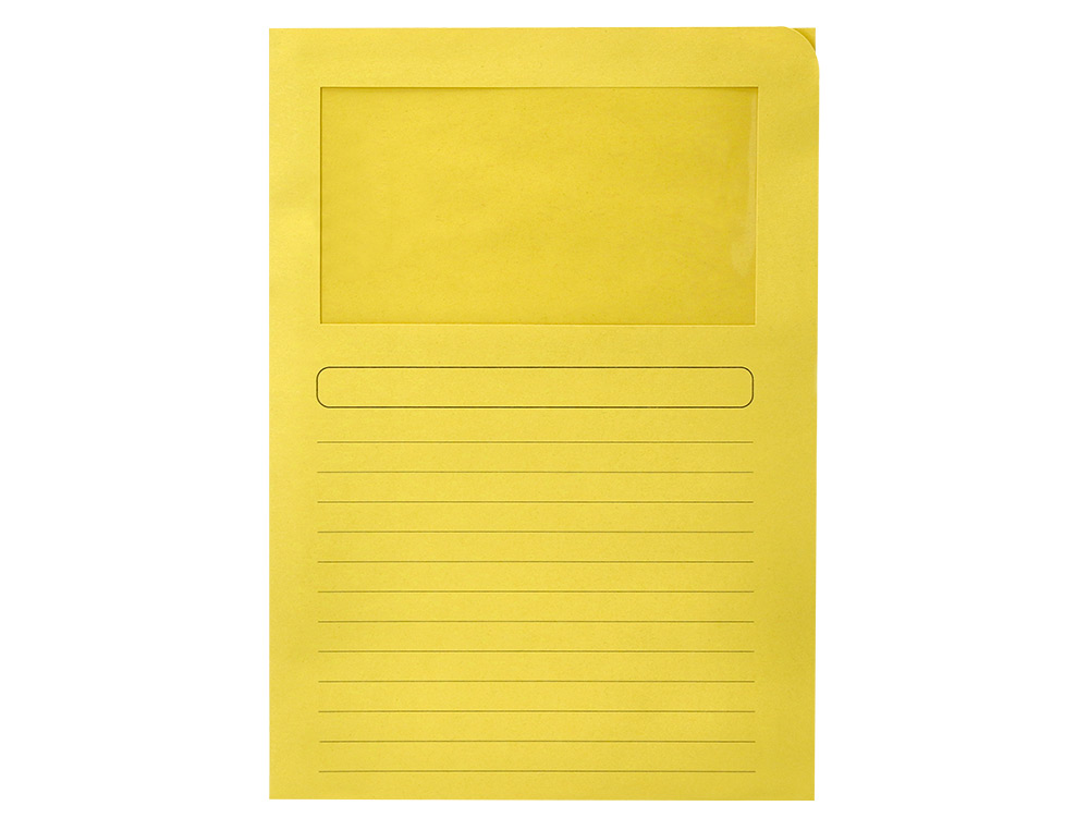 SUBCARPETA CARTULINA Q-CONNECT DIN A4 AMARILLA CON VENTANA TRANSPARENTE 120 G/M2