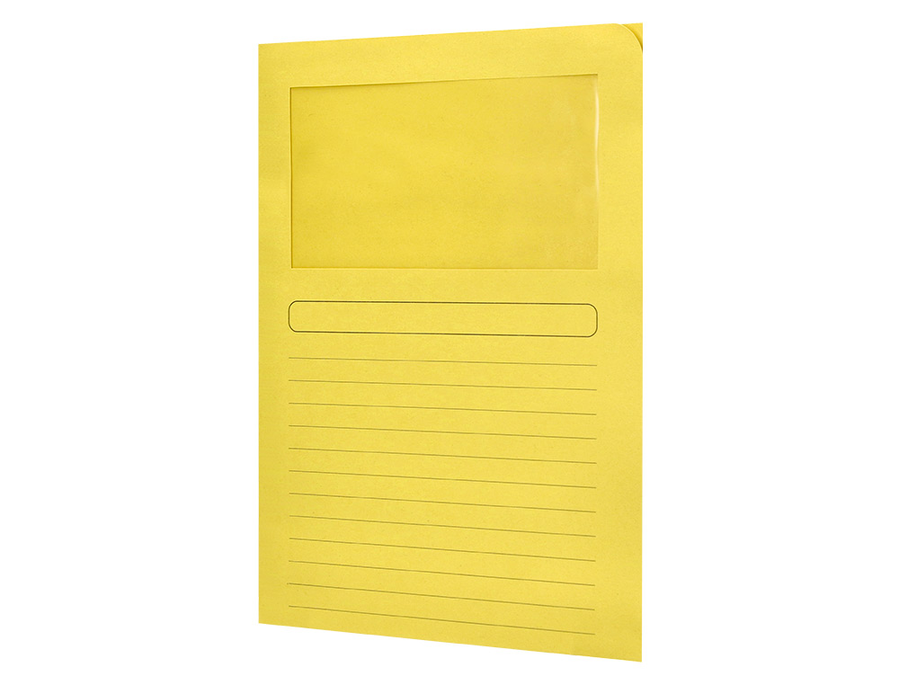 SUBCARPETA CARTULINA Q-CONNECT DIN A4 AMARILLA CON VENTANA TRANSPARENTE 120 G/M2