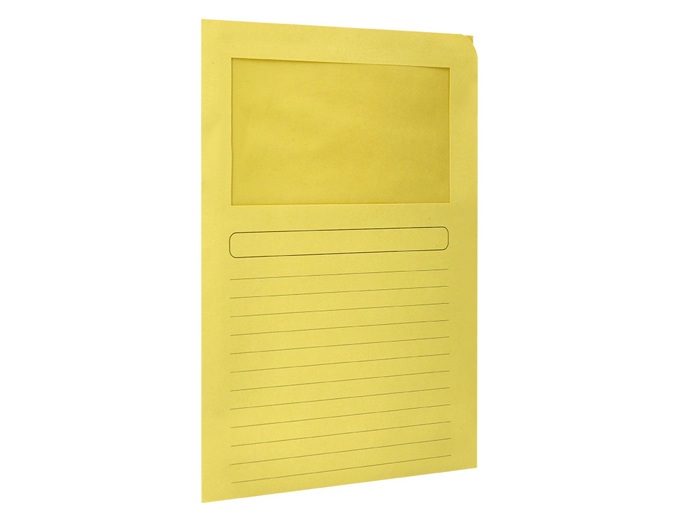 SUBCARPETA CARTULINA Q-CONNECT DIN A4 AMARILLA CON VENTANA TRANSPARENTE 120 G/M2