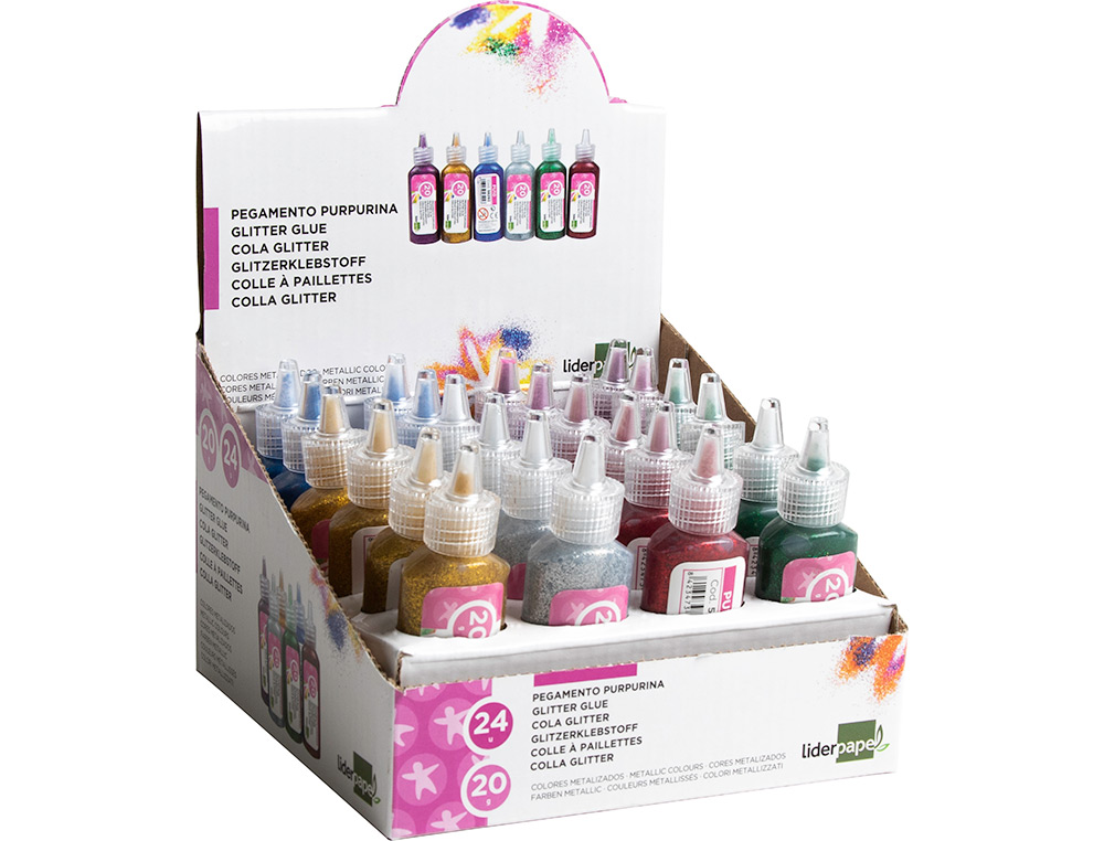 PURPURINA PEGAMENTO LIDERPAPEL FANTASIA COLORES METALICOS SURTIDOS BOTE 20 GR
