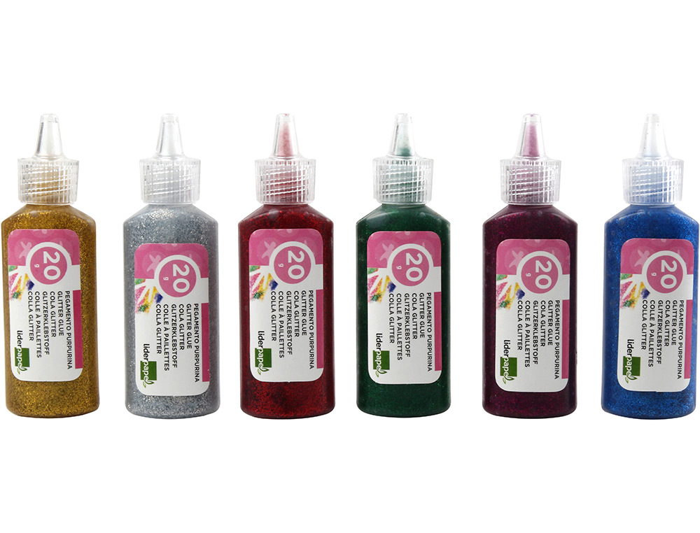 PURPURINA PEGAMENTO LIDERPAPEL FANTASIA COLORES METALICOS SURTIDOS BOTE 20 GR