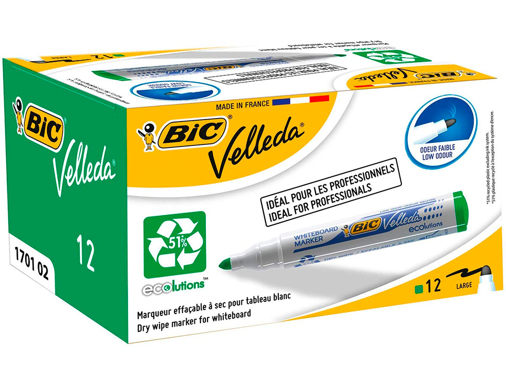 ROTULADOR BIC VELLEDA PARA PIZARRA VERDE PUNTA REDONDA 1,3 MM